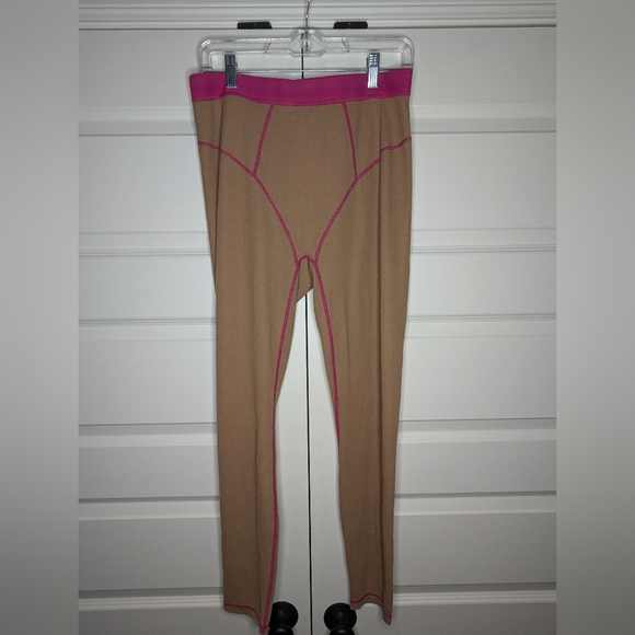 Fabletics Pants - Fabletics XL Womens Brown Waffle Legging with Pink Trim Preowned